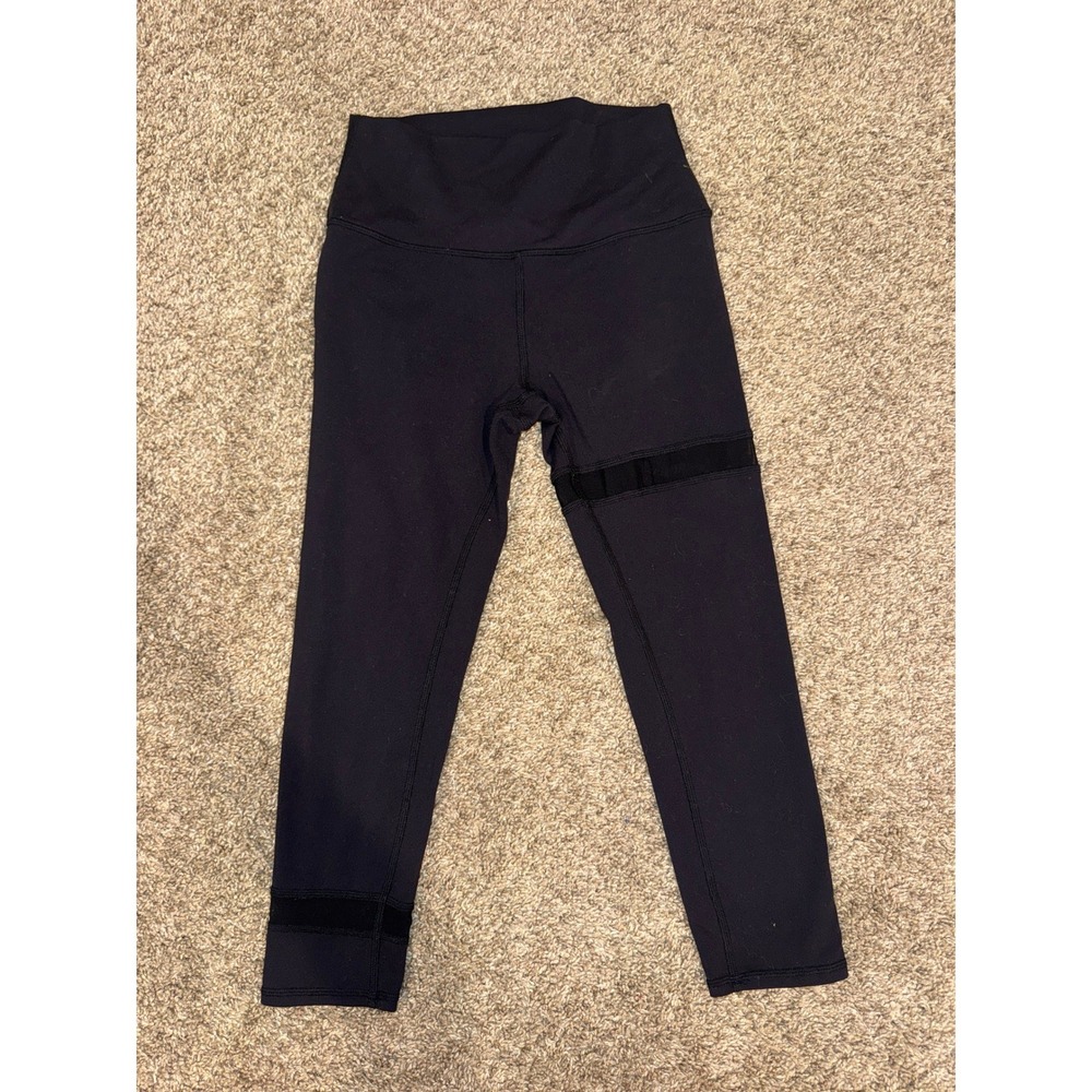 Alo Yoga Womens High Waist Mesh Panel Cropped Leggings Black Size S (524) (